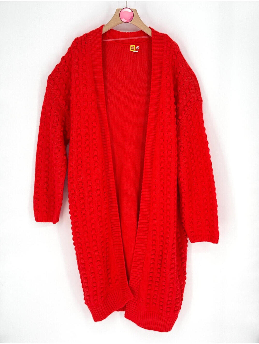 LEGO Collection x Target Textured Red Cardigan Open Knit Cozy Women's Large NWOT